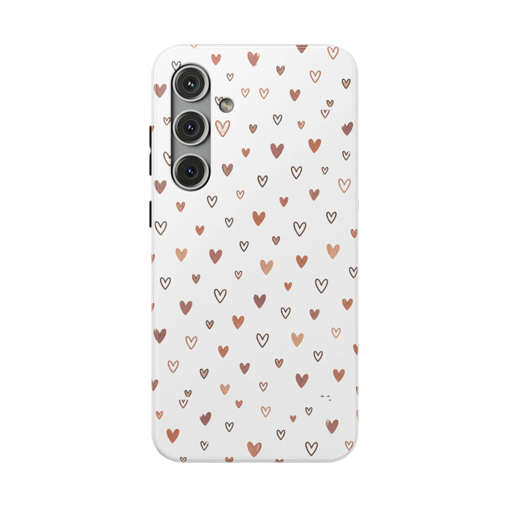 Heart Doodle Shockproof Phone Case — Cute Neutral Tiny Hearts Design Printify