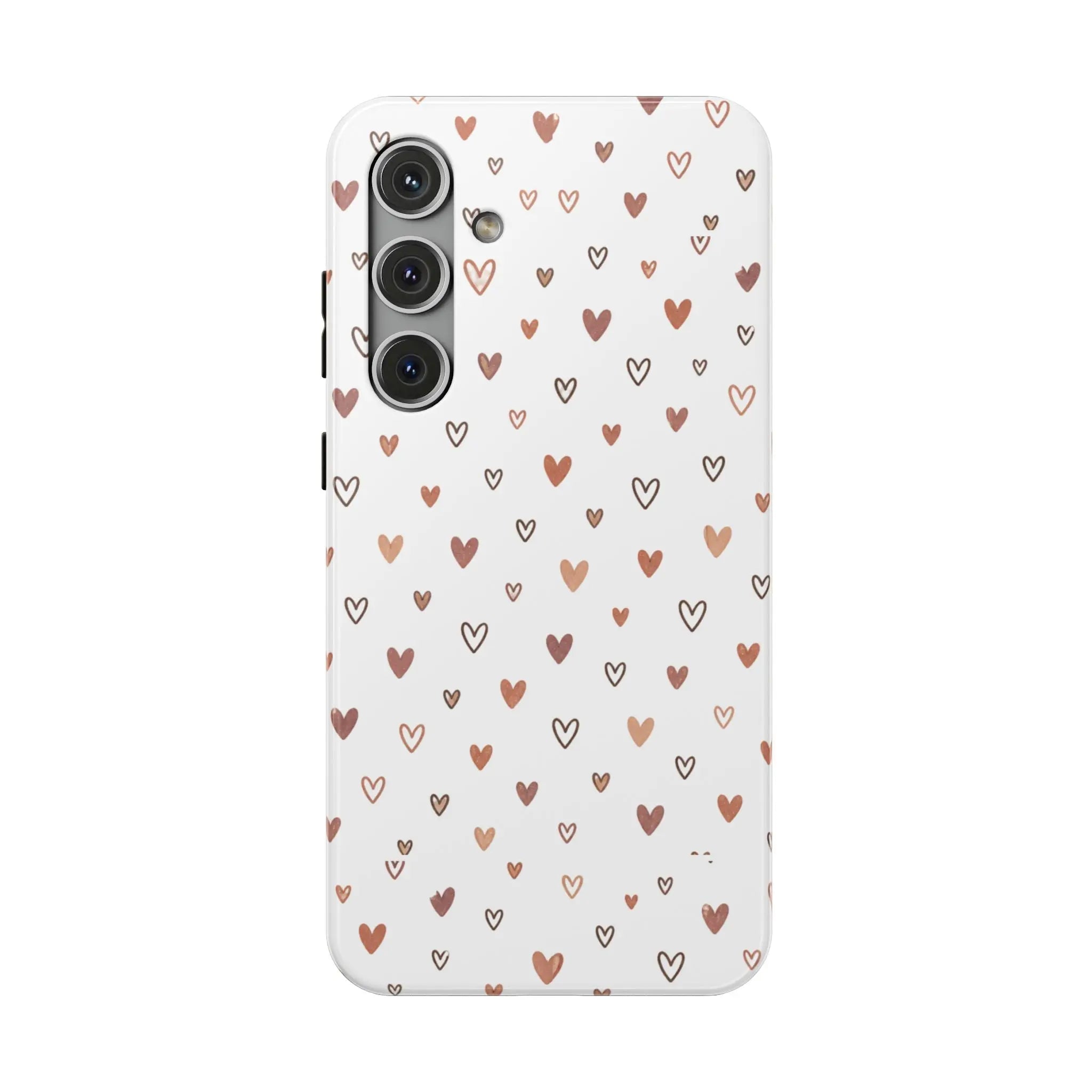 Heart Doodle Shockproof Phone Case — Cute Neutral Tiny Hearts Design Printify