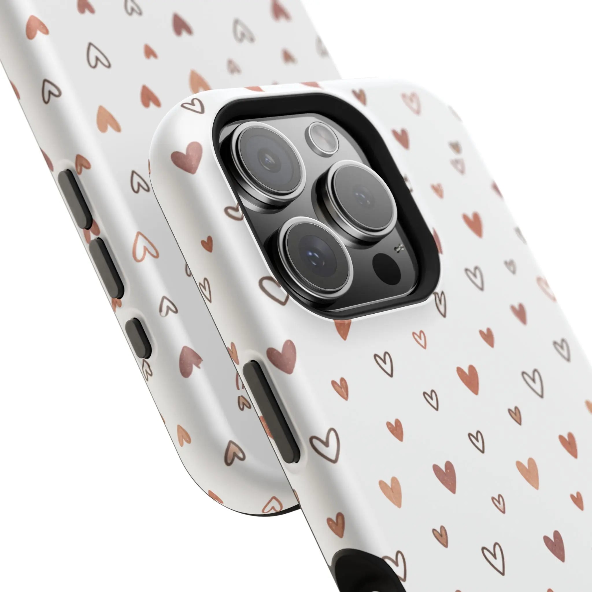 Heart Doodle Shockproof Phone Case — Cute Neutral Tiny Hearts Design Printify