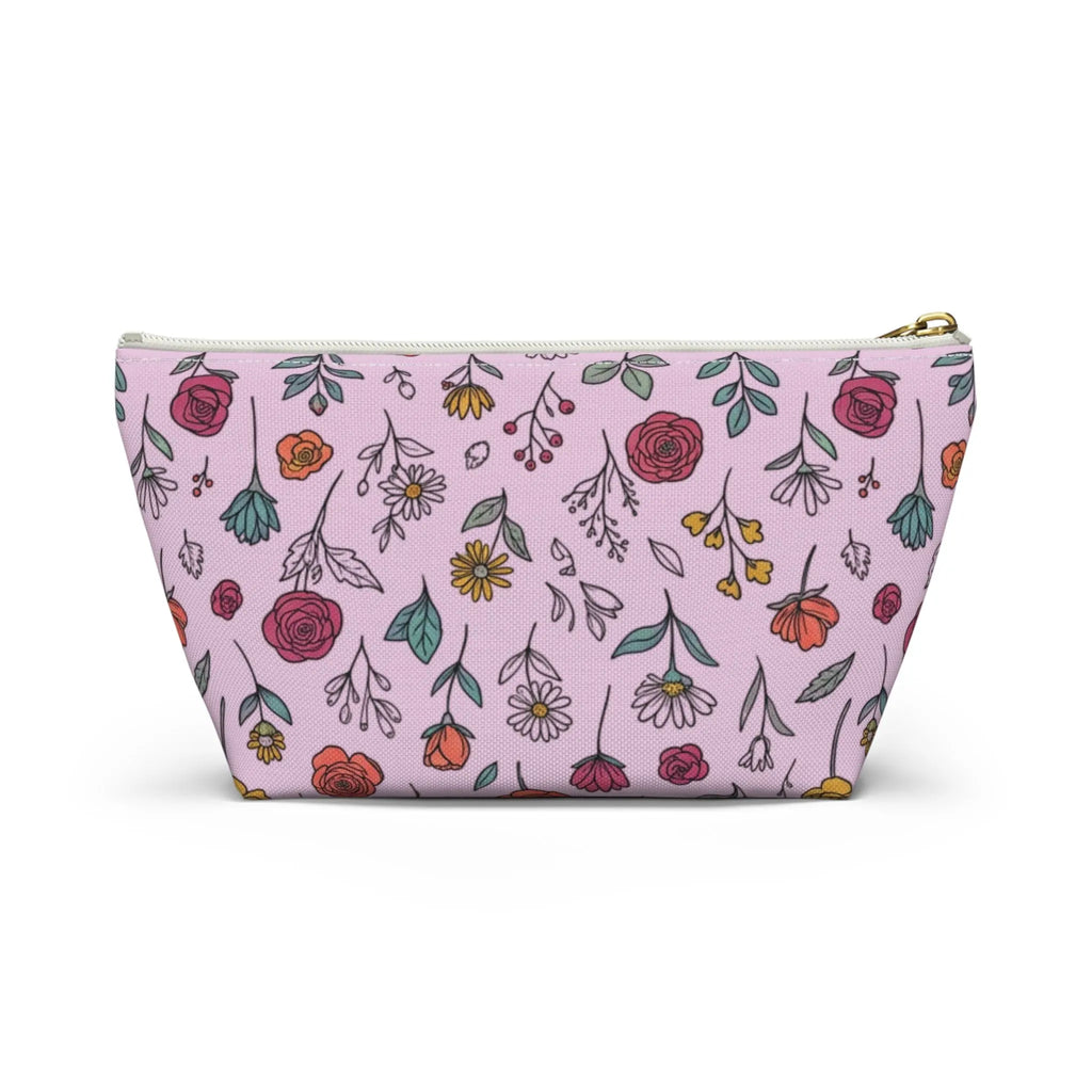 Floral Doodle Accessory Pouch — T-Bottom Makeup & Travel Organizer Printify