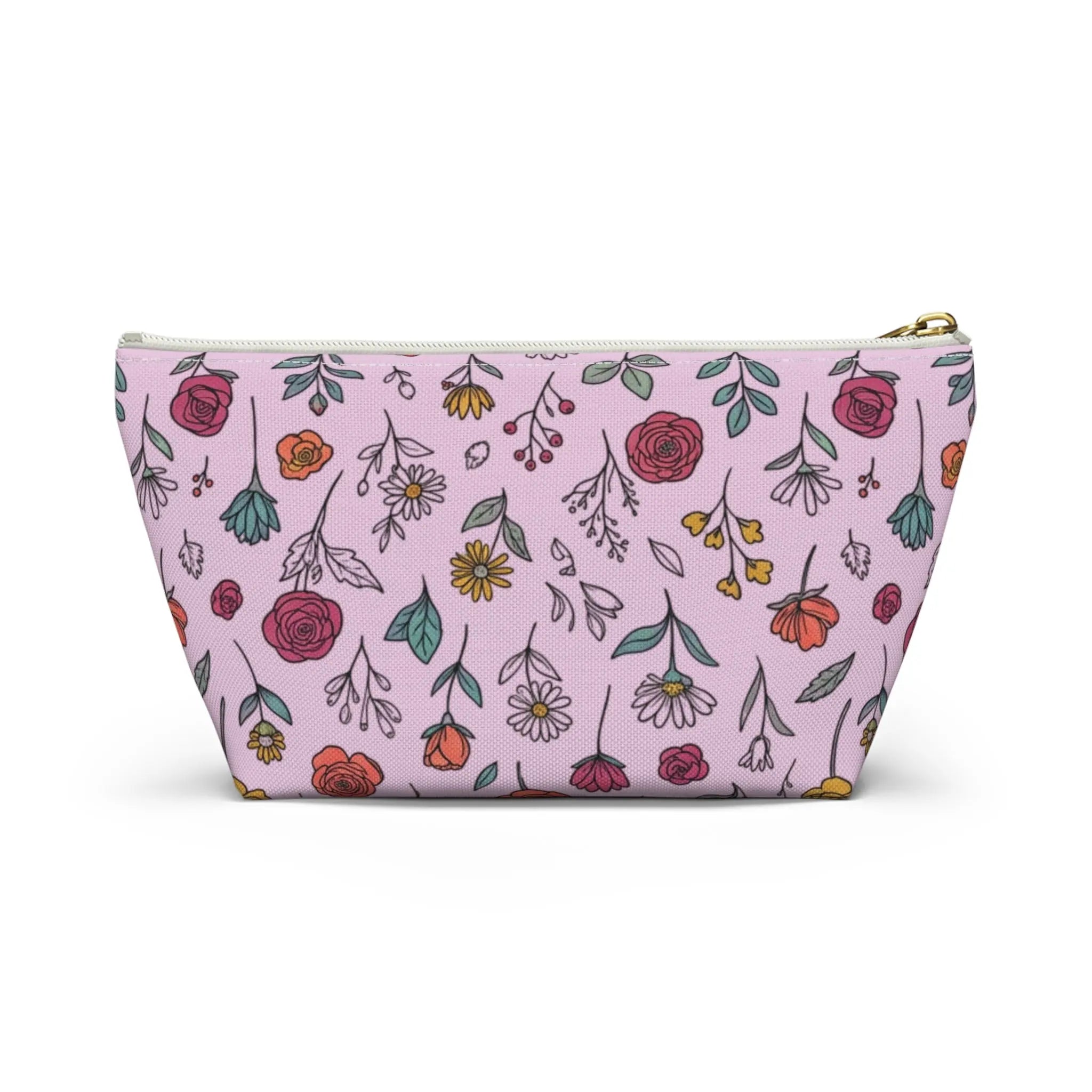 Floral Doodle Accessory Pouch — T-Bottom Makeup & Travel Organizer Printify