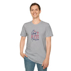 God Bless America Patriotic Christian T-Shirt with Cross Printify