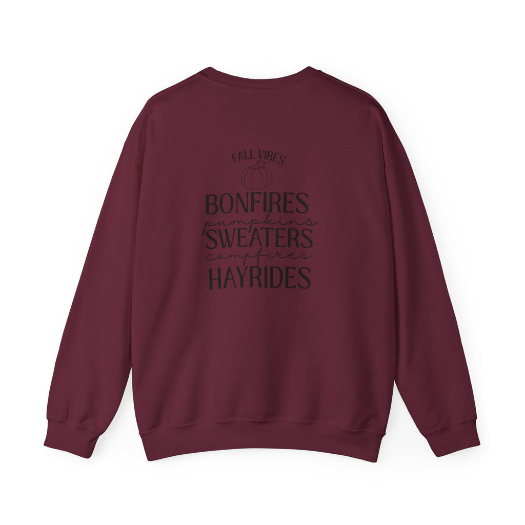 Fall Vibes Crewneck Sweatshirt — 'Happy Pumpkin' Spice Season Bonfires, Sweaters & Hayrides