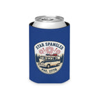 Star Spangled Van Can koozie, a patriotic beer cooler featuring retro Americana design and fireworks.