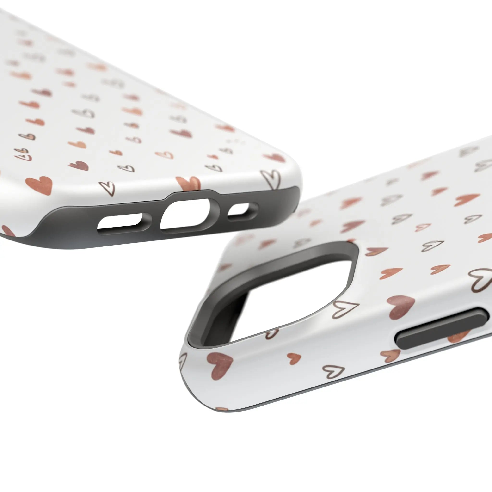 Heart Doodle Shockproof Phone Case — Cute Neutral Tiny Hearts Design Printify