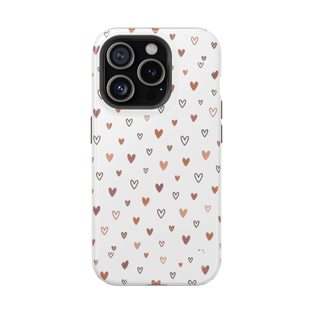 Heart Doodle Shockproof Phone Case — Cute Neutral Tiny Hearts Design Printify