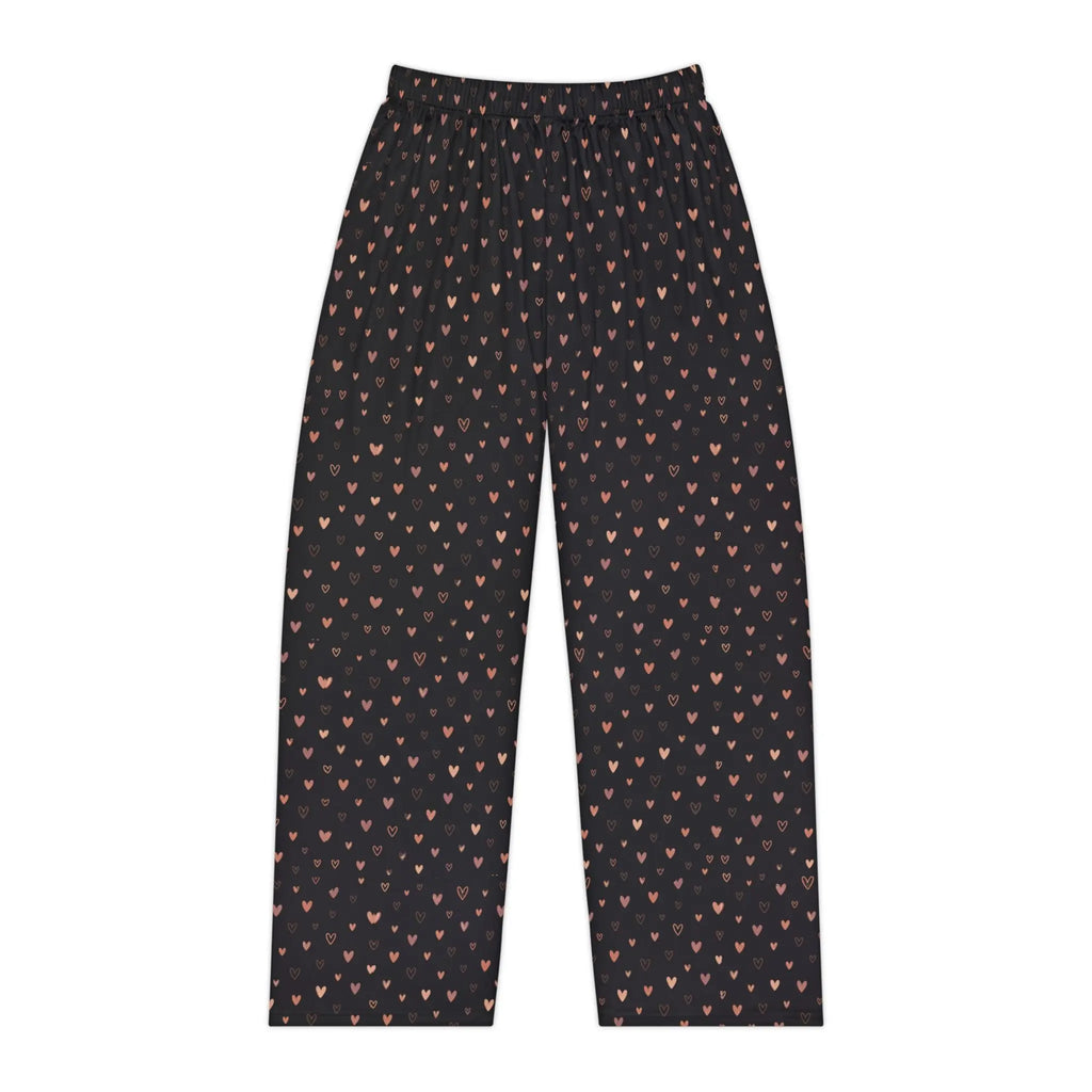 Heart Print Women's Pajama Pants — Cozy all-over print lounge sleepwear with subtle heart pattern.