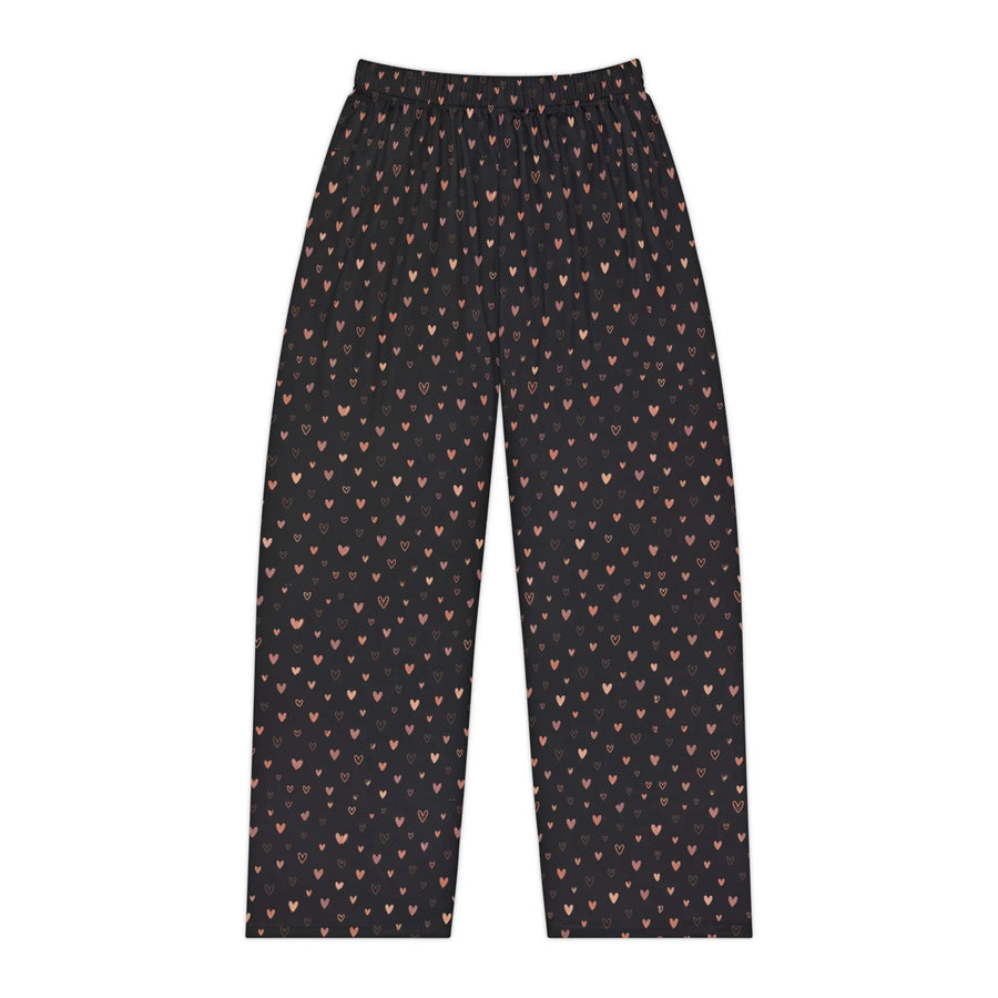 Heart Print Women's Pajama Pants — Cozy all-over print lounge sleepwear with subtle heart pattern.