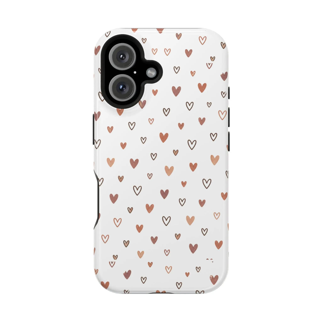 Heart Doodle Shockproof Phone Case — Cute Neutral Tiny Hearts Design Printify