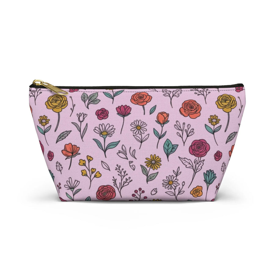 Floral Doodle Accessory Pouch — T‑Bottom Makeup & Travel Organizer Printify