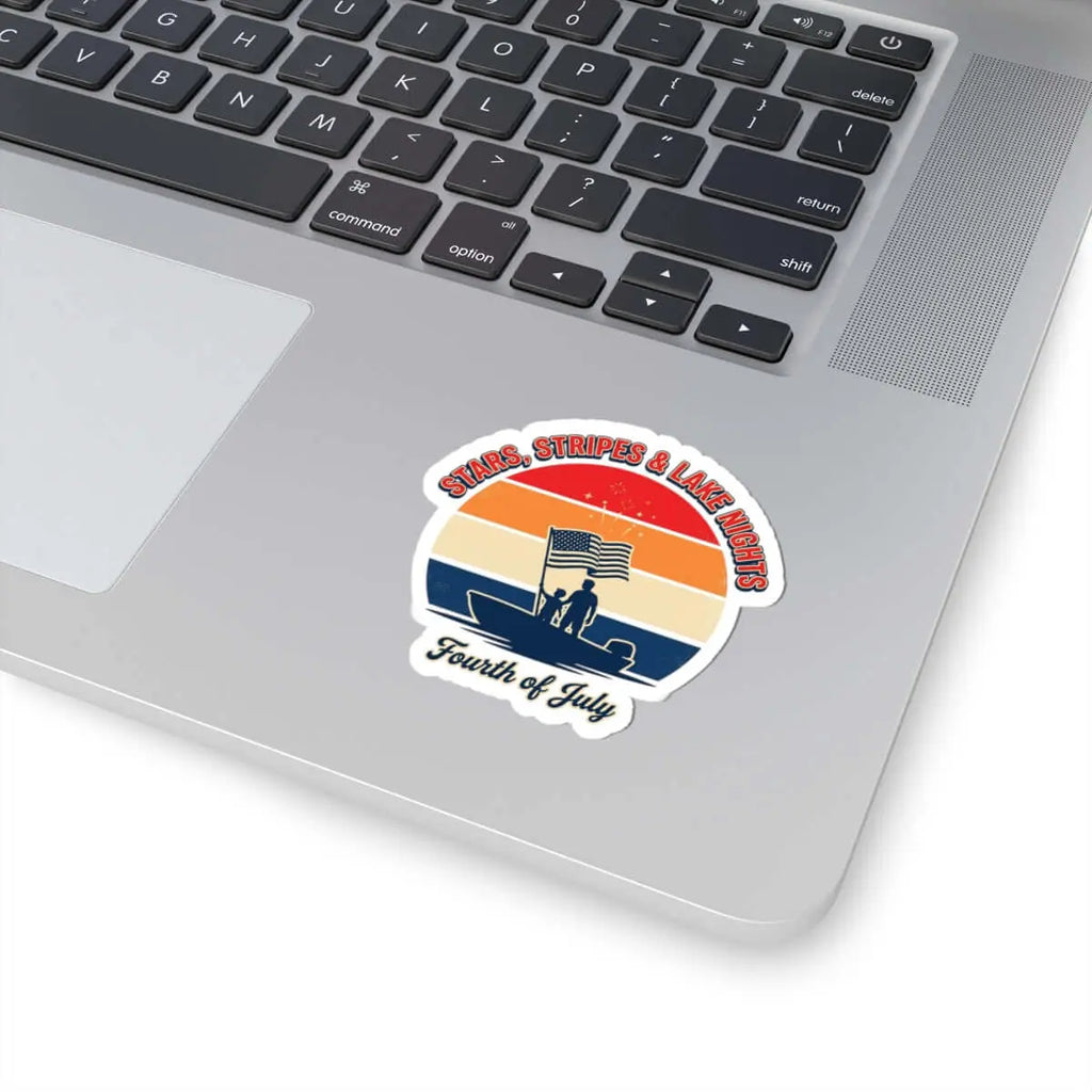Stars & Stripes Lake Nights Sticker | 4th of July, vintage Americana Printify