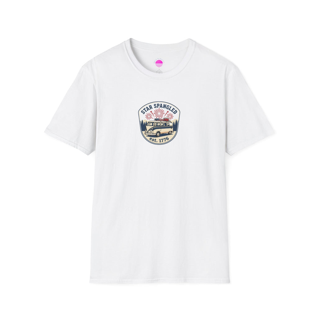 Star Spangled est. 1776 Vintage Van T-Shirt — Patriotic American Flag Tee