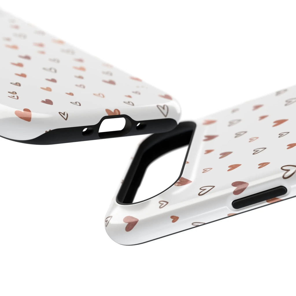 Heart Doodle Shockproof Phone Case — Cute Neutral Tiny Hearts Design Printify