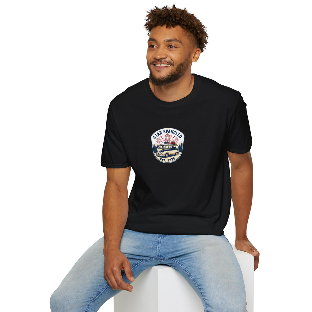 Star Spangled est. 1776 Vintage Van T-Shirt — Patriotic American Flag Tee