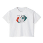 Cute Cosmic Cat Boxy Tee — Women's Graphic T-Shirt Printify