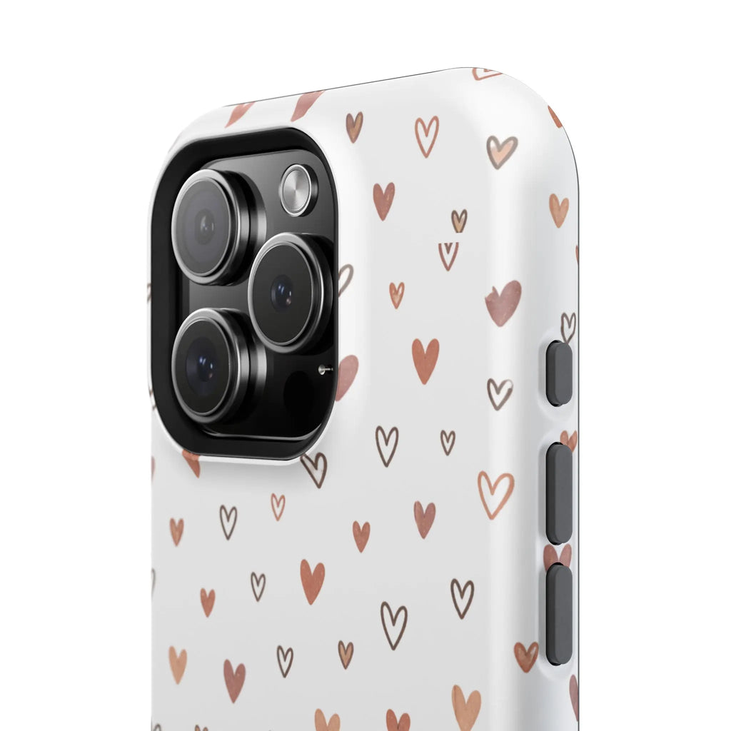 Heart Doodle Shockproof Phone Case — Cute Neutral Tiny Hearts Design Printify