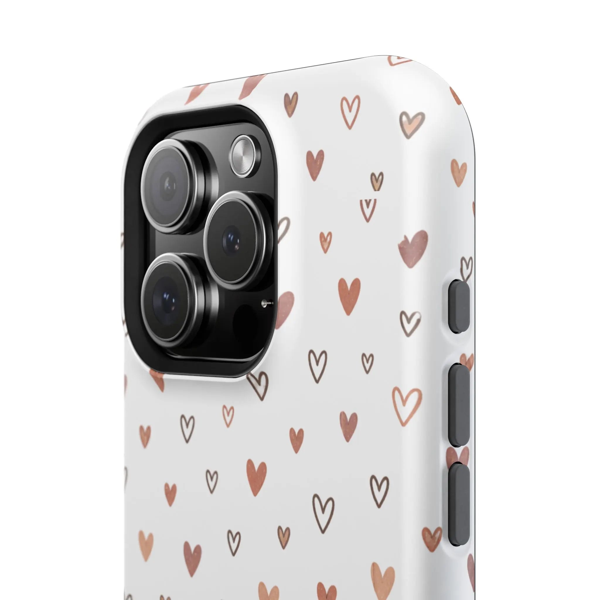Heart Doodle Shockproof Phone Case — Cute Neutral Tiny Hearts Design Printify