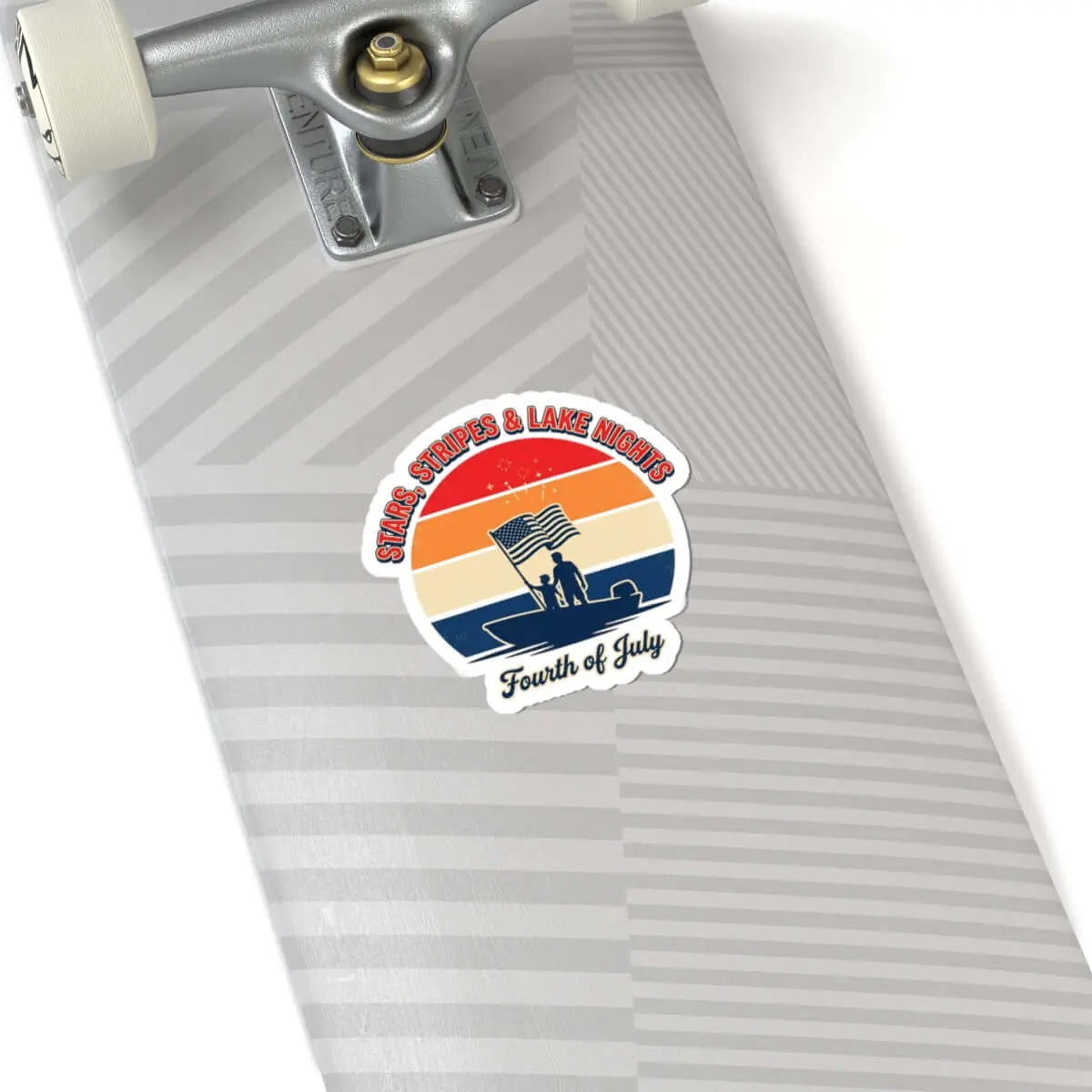 Stars & Stripes Lake Nights Sticker | 4th of July, vintage Americana Printify