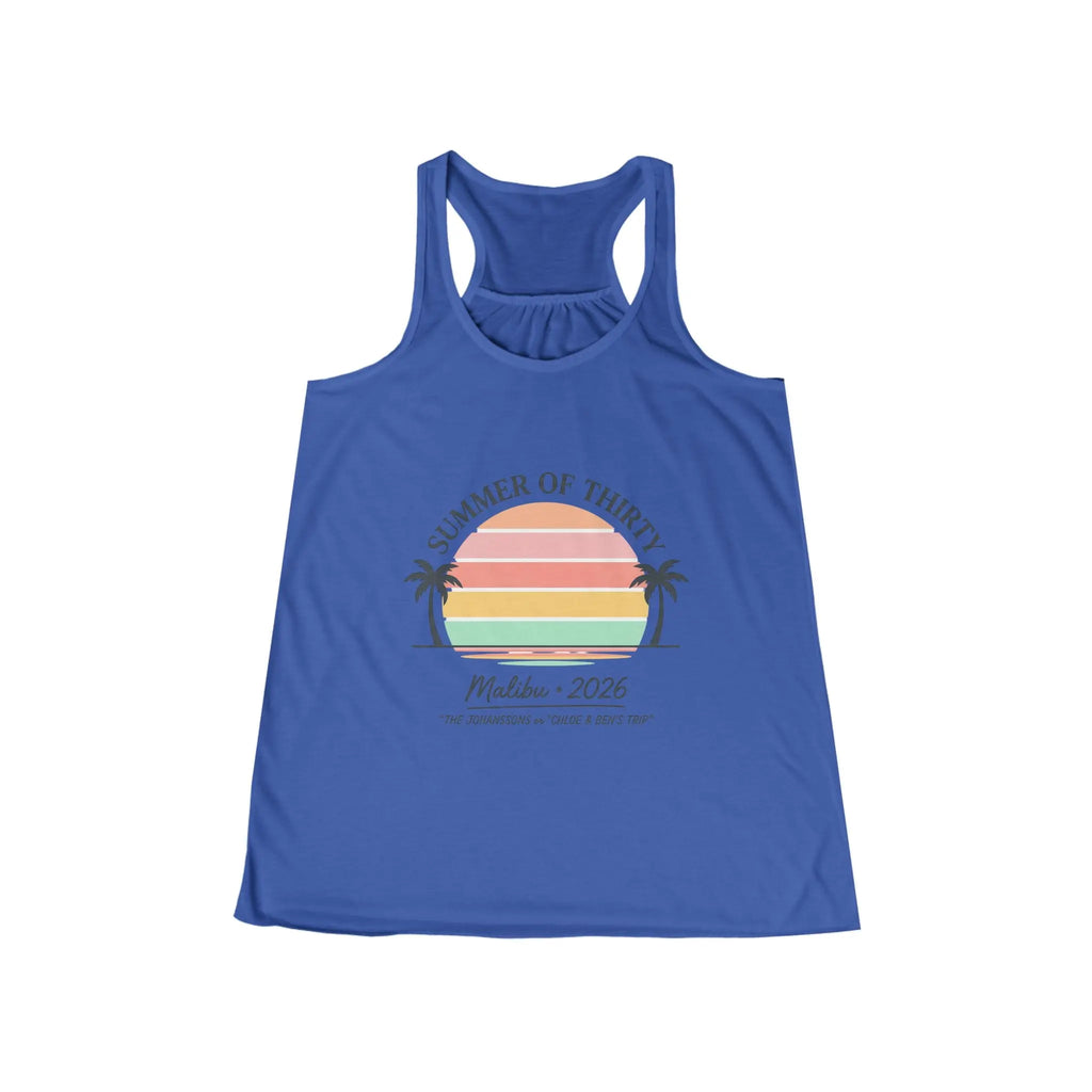 Summer of Thirty Racerback Tank - Malibu 2026 Sunset Beach Top Printify
