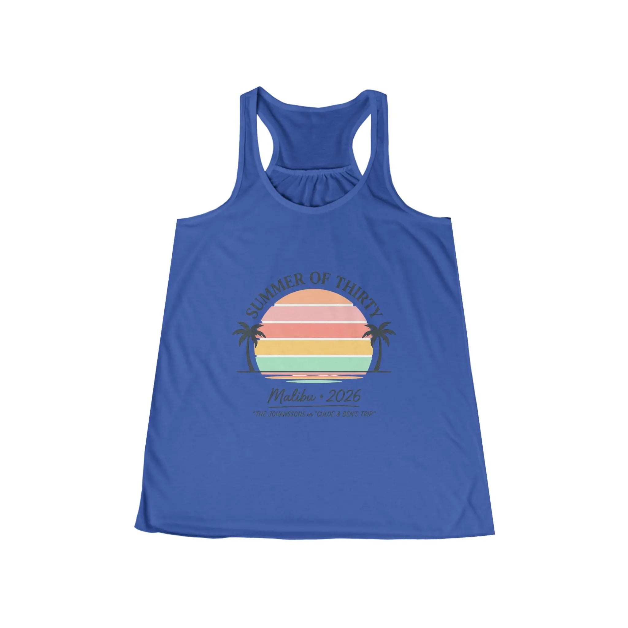 Summer of Thirty Racerback Tank - Malibu 2026 Sunset Beach Top Printify