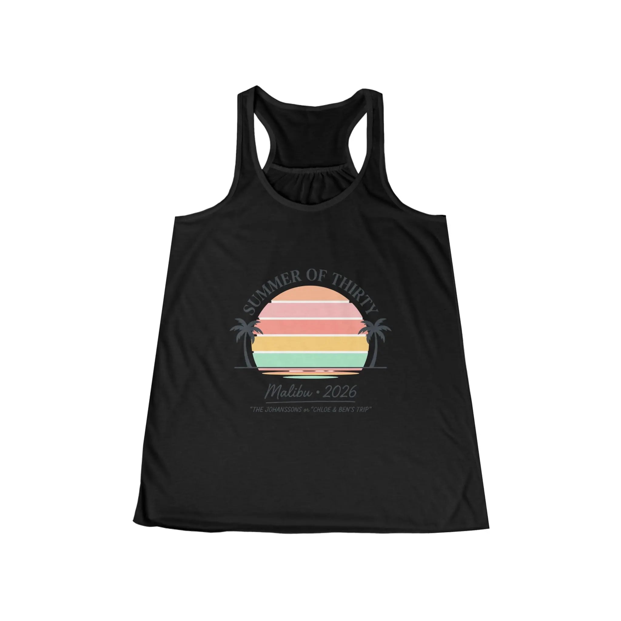 Summer of Thirty Racerback Tank - Malibu 2026 Sunset Beach Top Printify