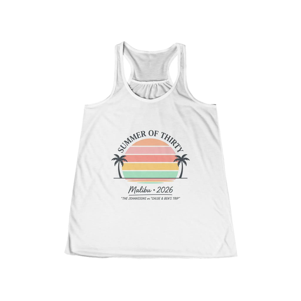 Summer of Thirty Racerback Tank - Malibu 2026 Sunset Beach Top Printify