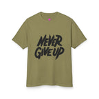 Motivational Unisex Heavyweight Tee - 'Never Give Up' Printify