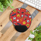 Back to School Sports Emoji Mouse Pad with Wrist Rest — Athletic Emoji Gaming/Study Desk Mat