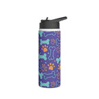 Dog Bone and Paw Print Stainless Steel Water Bottle — Cute Insulated Bottle for Pet Lovers Printify