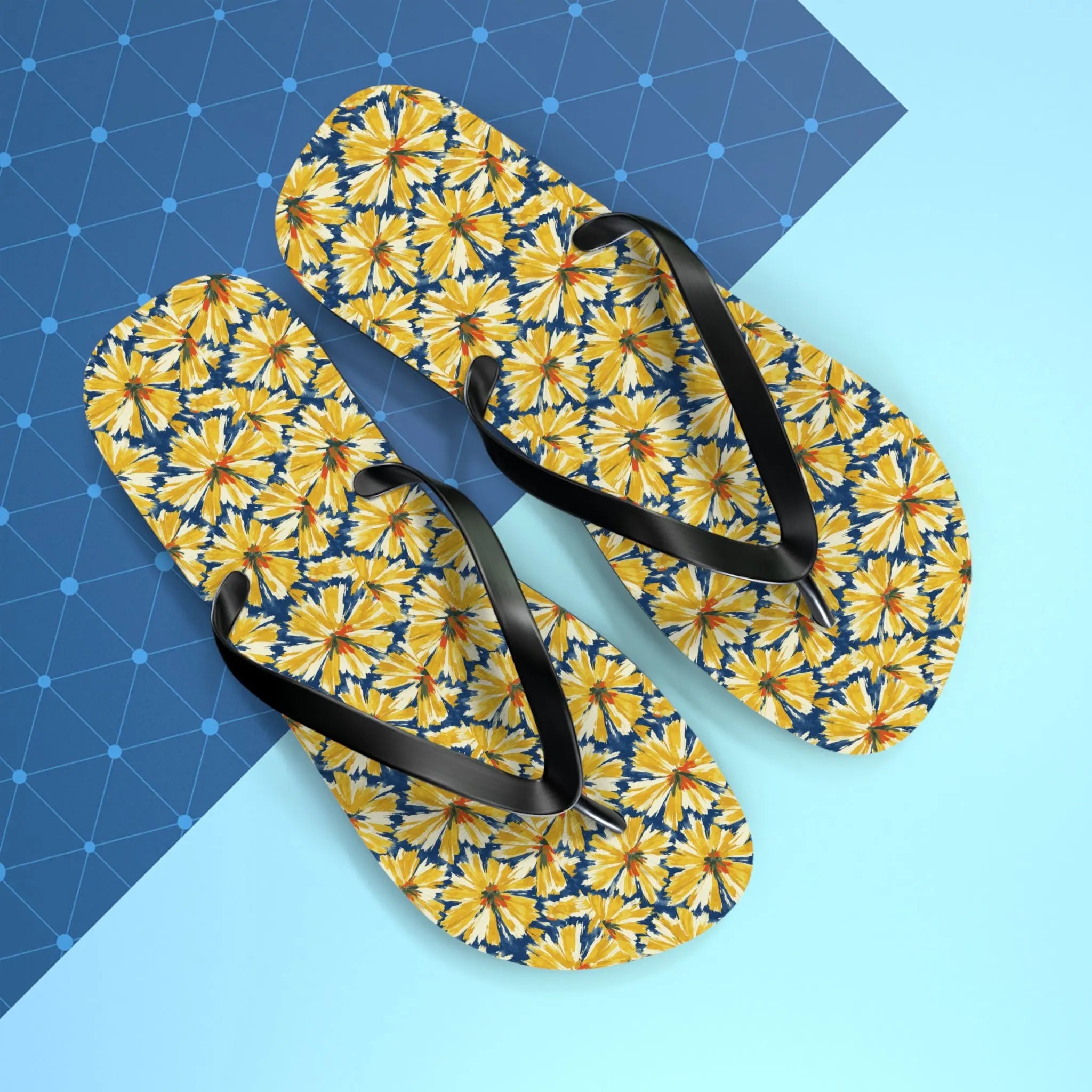 Yellow Daisy Flip Flops – Floral Beach Sandals Printify