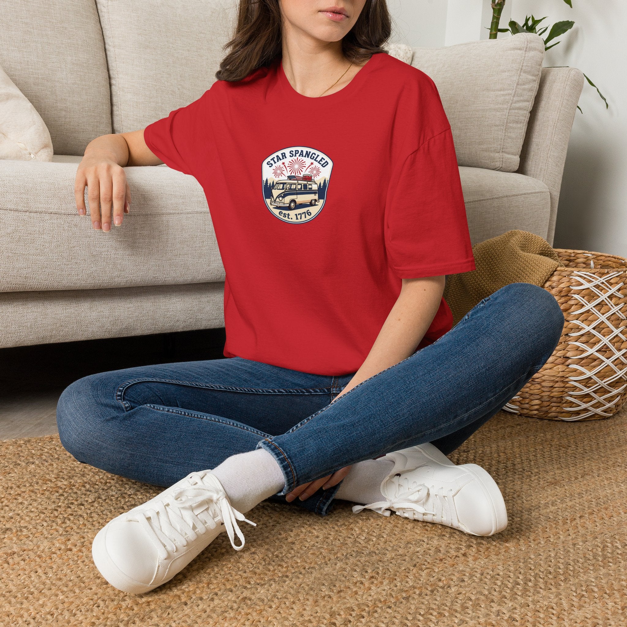 Star Spangled est. 1776 Vintage Van T-Shirt — Patriotic American Flag Tee