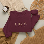 Cozy Crewneck Sweatshirt — Minimal 'COZY.' Soft White Pullover
