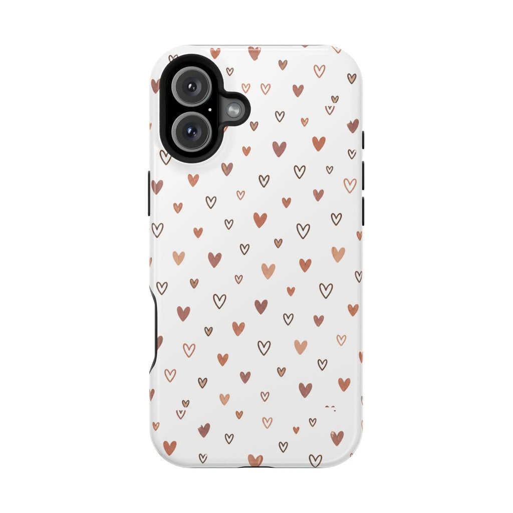 Heart Doodle Shockproof Phone Case — Cute Neutral Tiny Hearts Design Printify