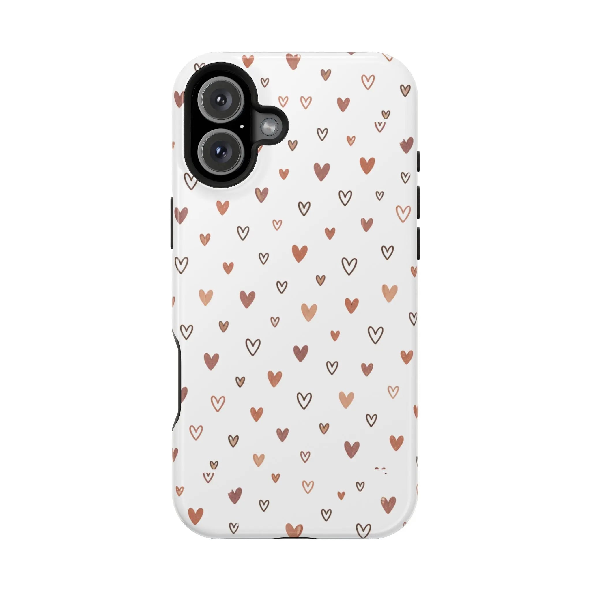 Heart Doodle Shockproof Phone Case — Cute Neutral Tiny Hearts Design Printify