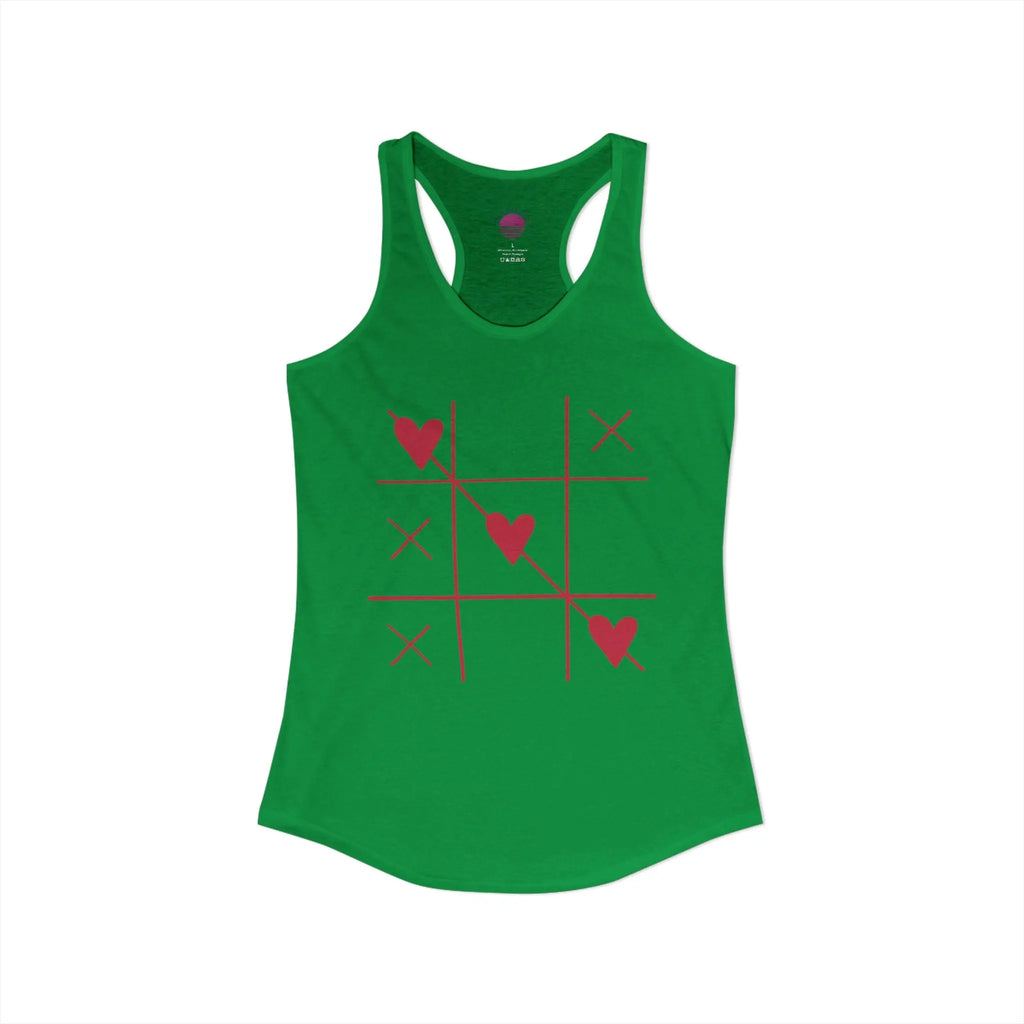 Heart Tic Tac Toe Women’s Racerback Tank — Cute Valentine’s Game Tee Printify