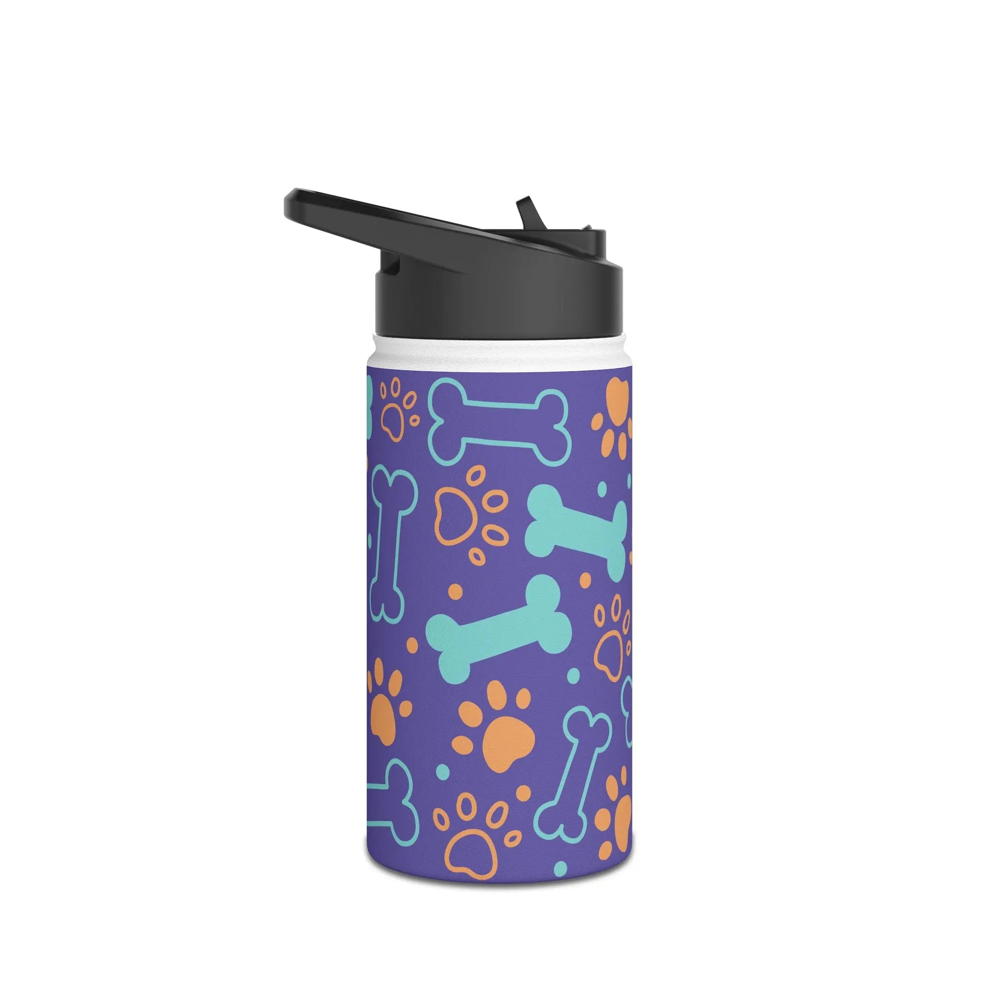 Dog Bone and Paw Print Stainless Steel Water Bottle — Cute Insulated Bottle for Pet Lovers Printify