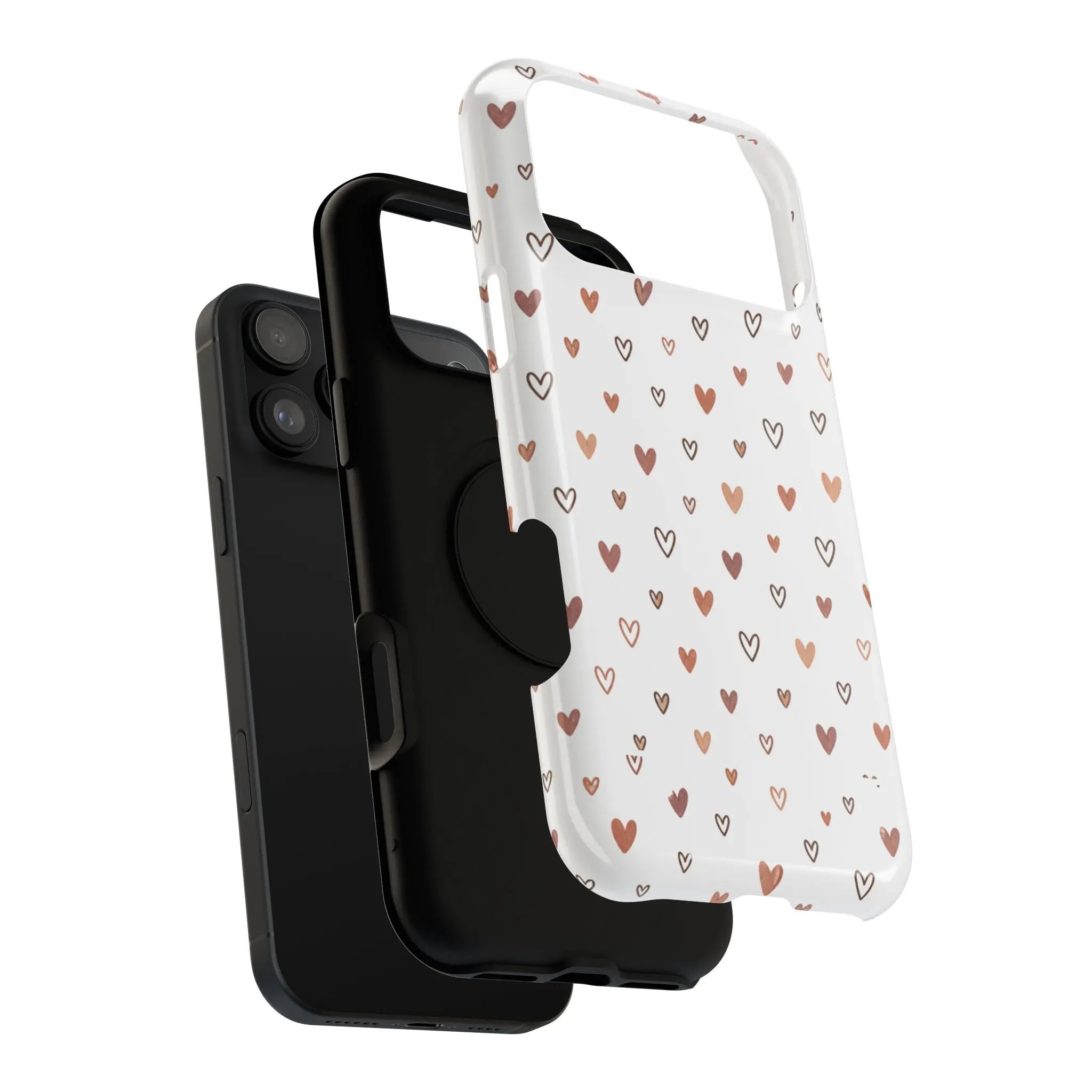 Heart Doodle Shockproof Phone Case — Cute Neutral Tiny Hearts Design Printify