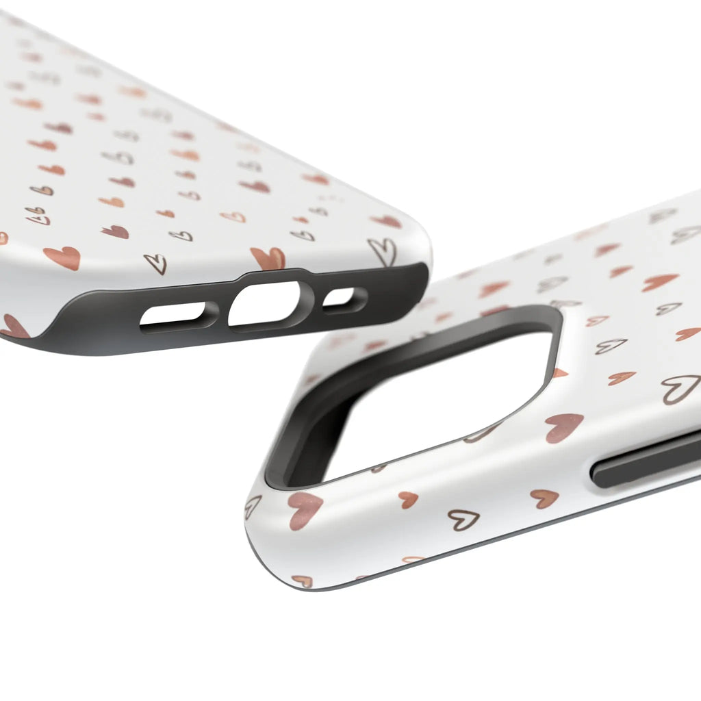Heart Doodle Shockproof Phone Case — Cute Neutral Tiny Hearts Design Printify