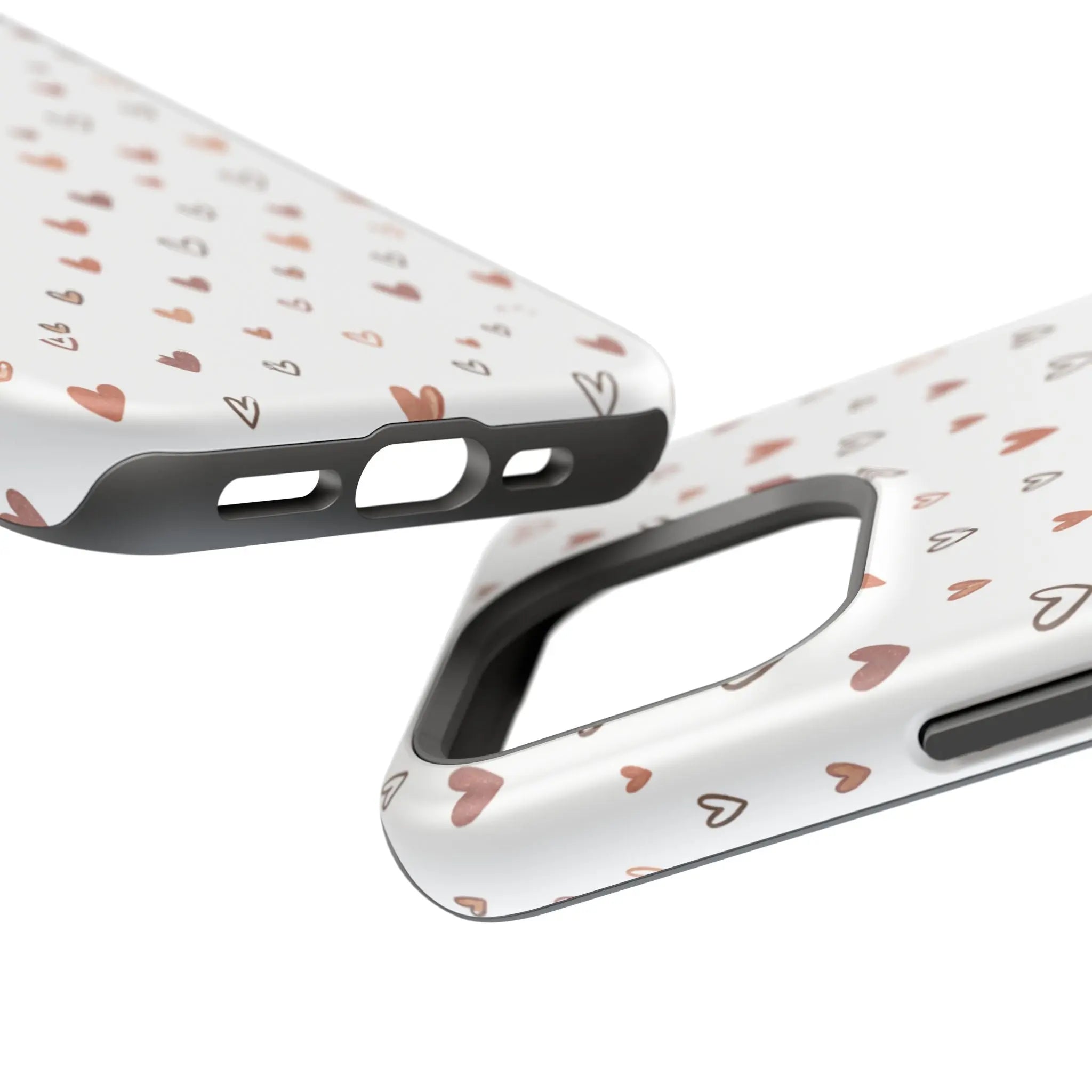 Heart Doodle Shockproof Phone Case — Cute Neutral Tiny Hearts Design Printify