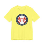 Patriotic Starburst Tee — Red, White & Blue Round Emblem T-Shirt Printify