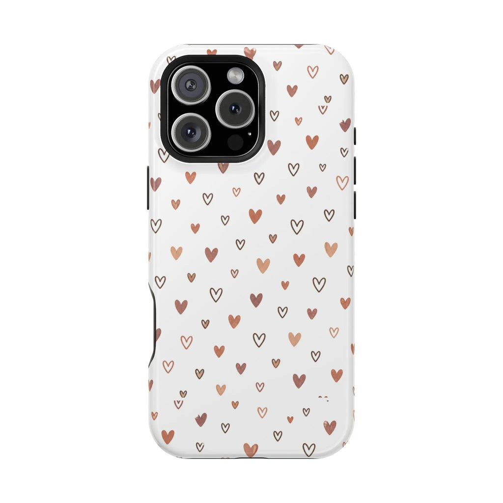 Heart Doodle Shockproof Phone Case — Cute Neutral Tiny Hearts Design Printify