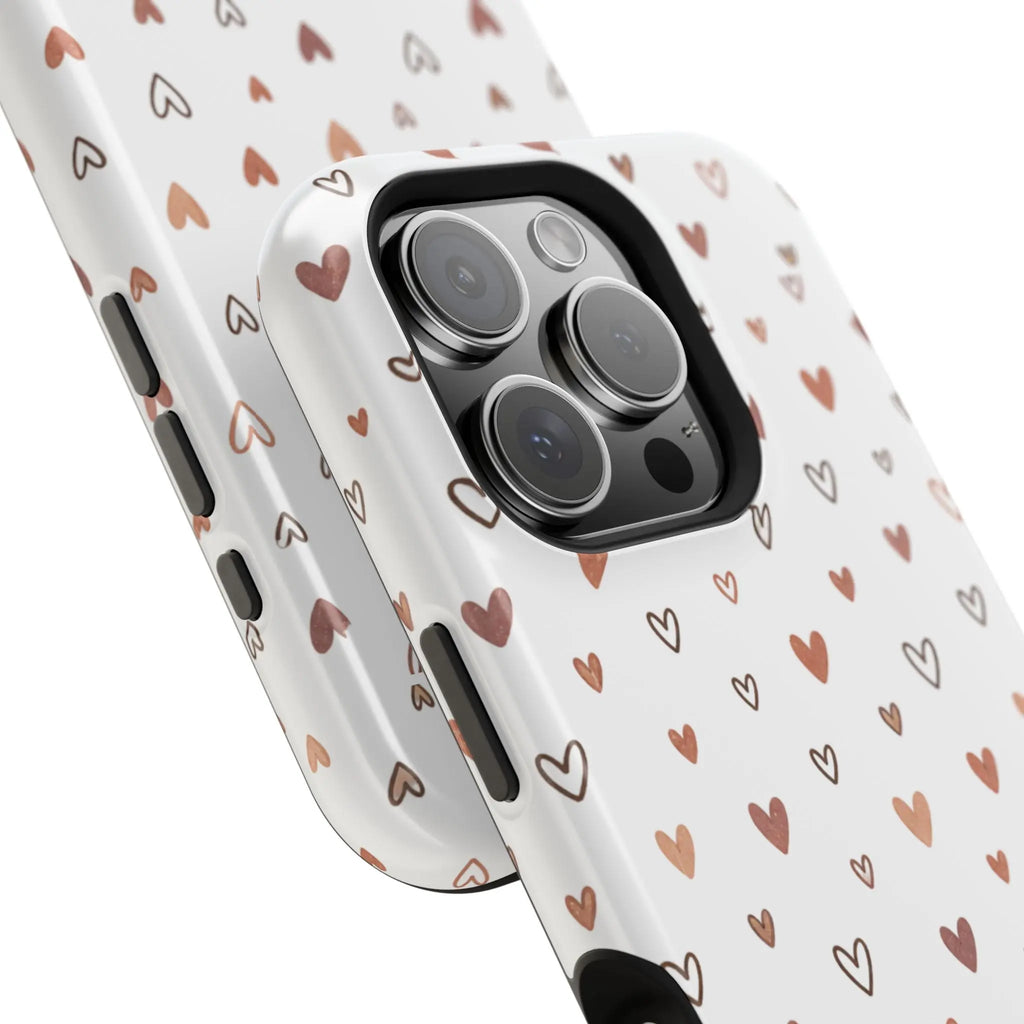 Heart Doodle Shockproof Phone Case — Cute Neutral Tiny Hearts Design Printify