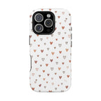 Heart Doodle Shockproof Phone Case — Cute Neutral Tiny Hearts Design Printify