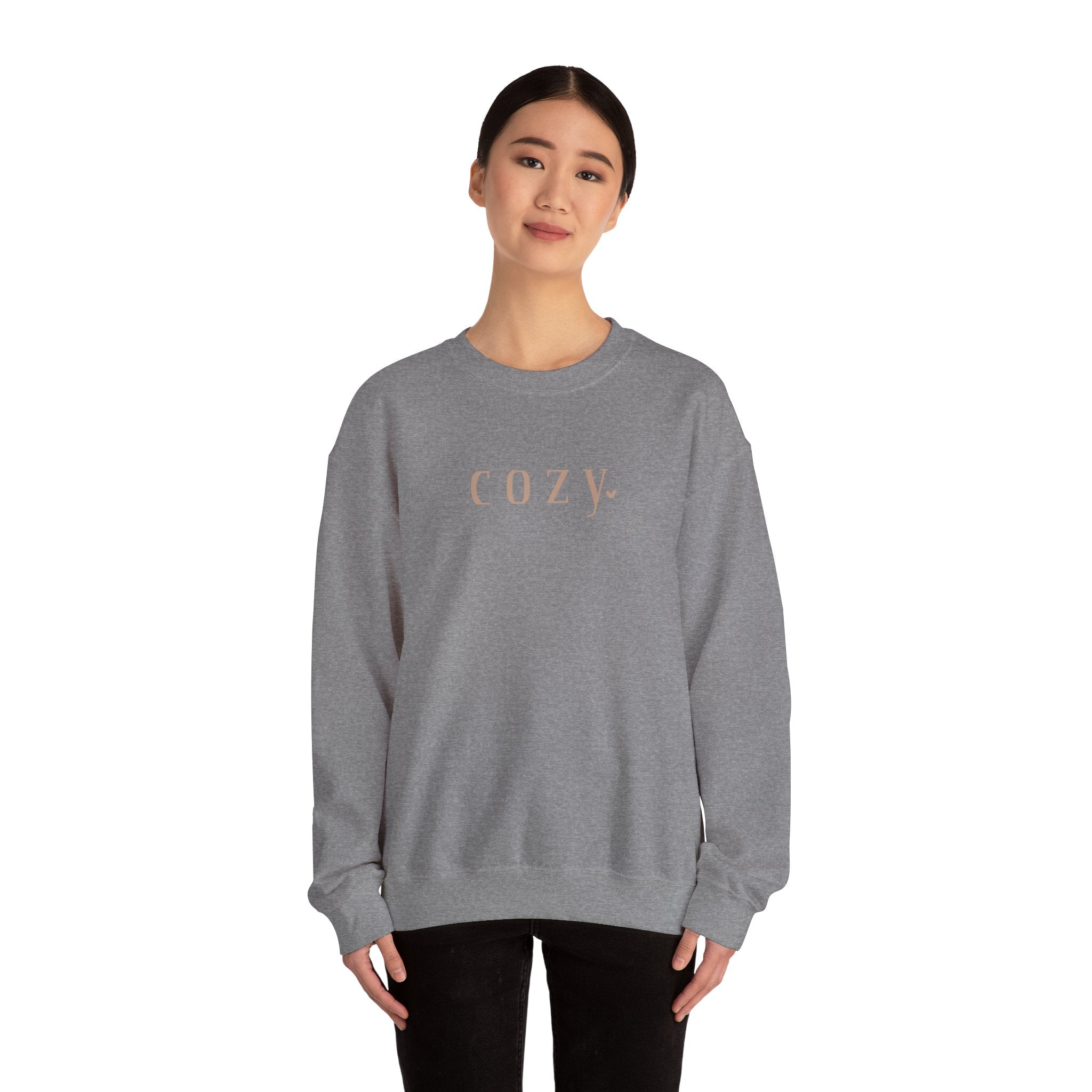 Cozy Crewneck Sweatshirt — Minimal 'COZY.' Soft White Pullover
