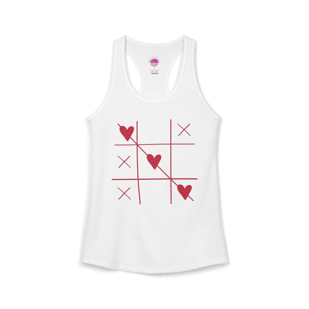 Heart Tic Tac Toe Women’s Racerback Tank — Cute Valentine’s Game Tee Printify