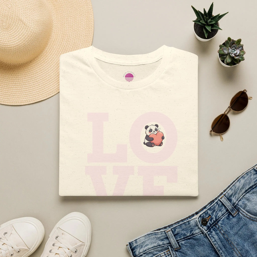Love Panda T-Shirt — Cute Panda Holding Heart Graphic Tee Printify