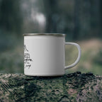 Live Love Camp Enamel Mug — Camping Camper Tent Mountain Coffee Cup Printify