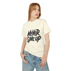 Motivational Unisex Heavyweight Tee - 'Never Give Up' Printify