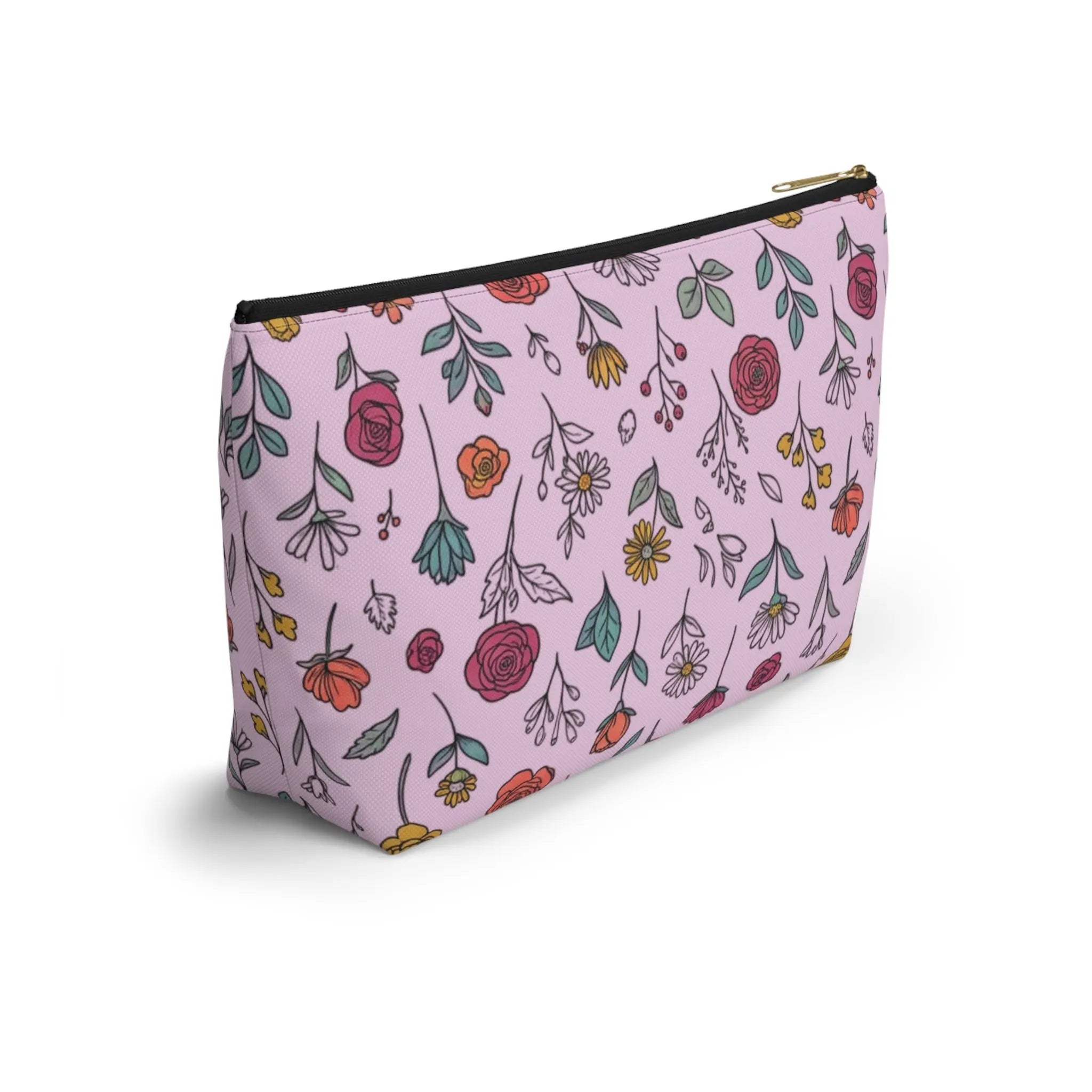 Floral Doodle Accessory Pouch — T-Bottom Makeup & Travel Organizer Printify