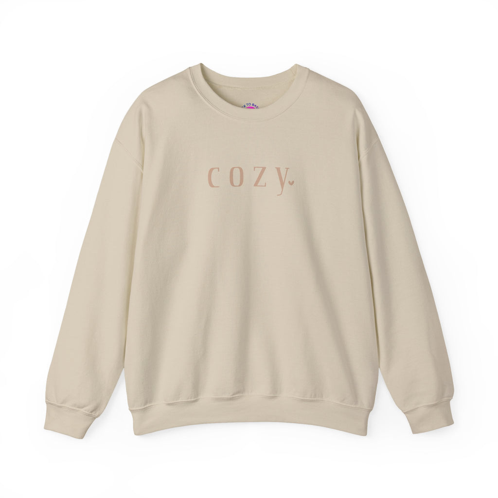 Cozy Crewneck Sweatshirt — Minimal 'COZY.' Soft White Pullover